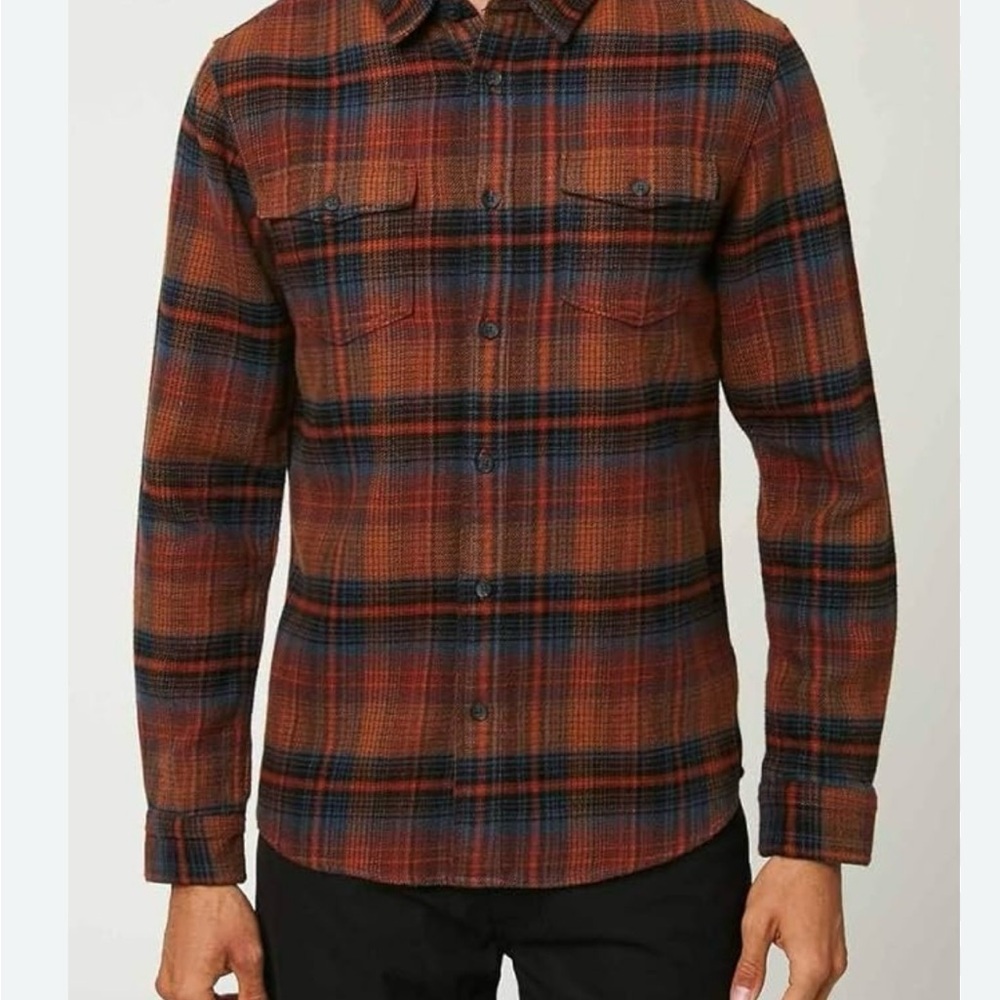 NWOT- O'Neill Hagler Brown and Burnt Orange Lightweight Flannel